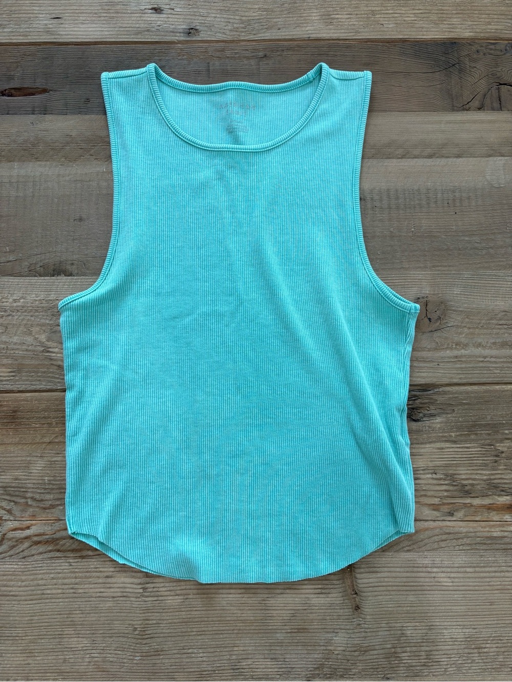 American Eagle Outfitters Ribbed Tank Top in Aqua Blue